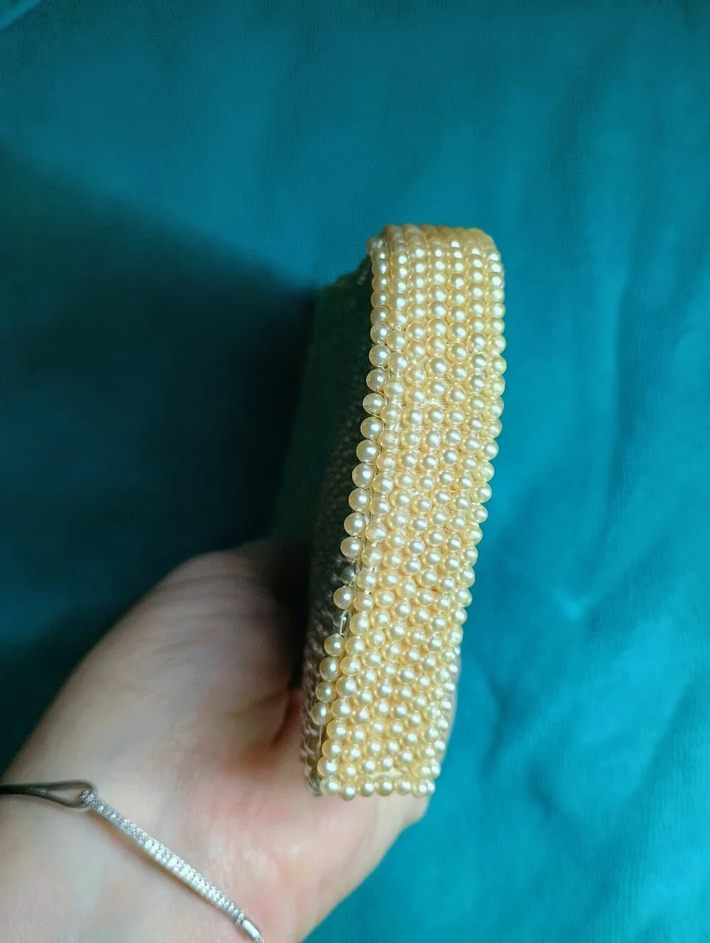 Vintage Faux-pearl Beaded Evening Clutch 1940-50's Era